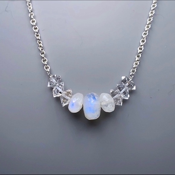 Hand Made Moonstone Diamond Necklace - Picture 4 of 4